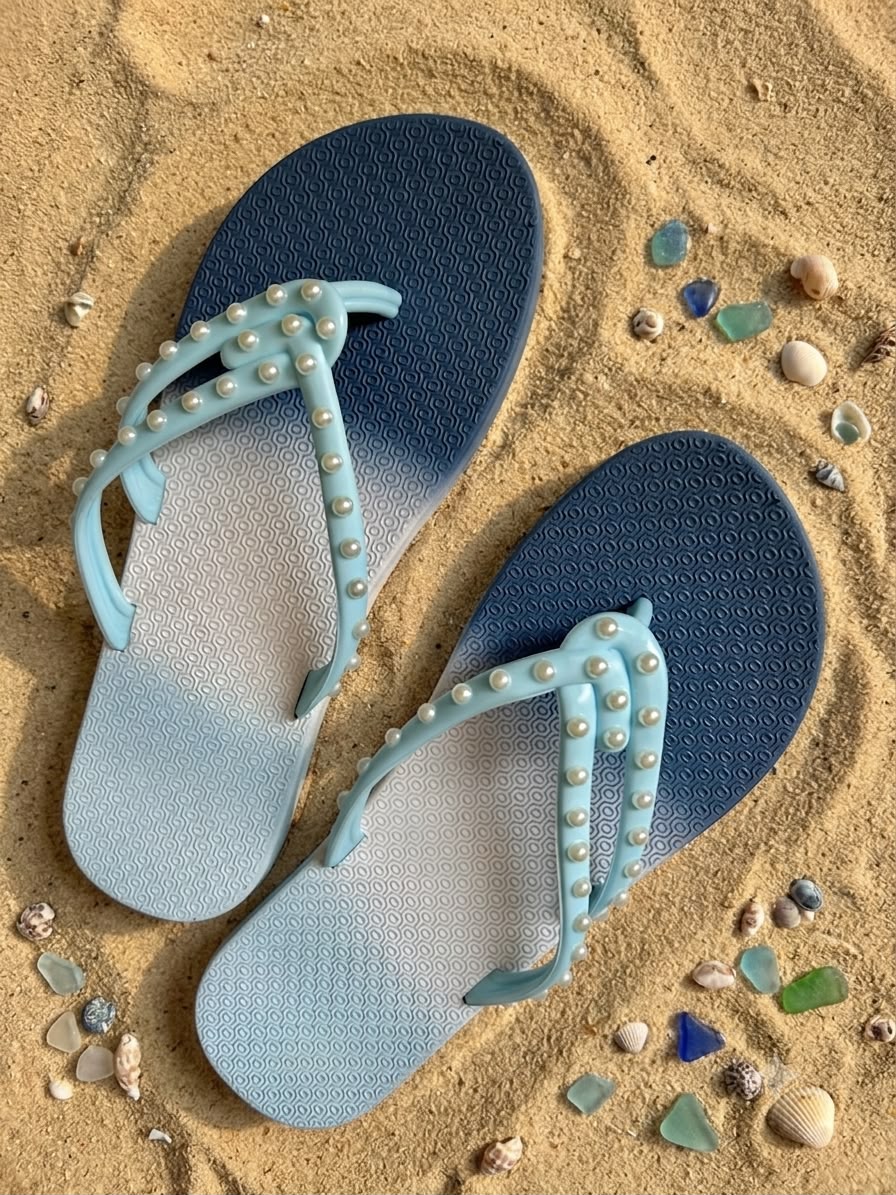 Ombre pearl beaded slipper