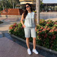 Linen printed short set