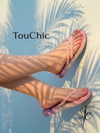 Ombre pearl beaded slipper