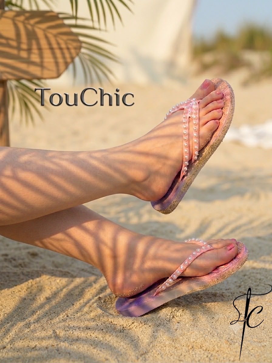 Ombre pearl beaded slipper