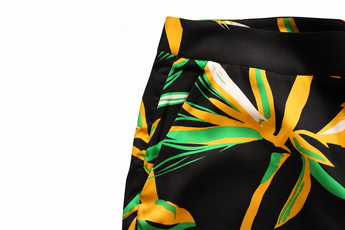 Satin printed short set